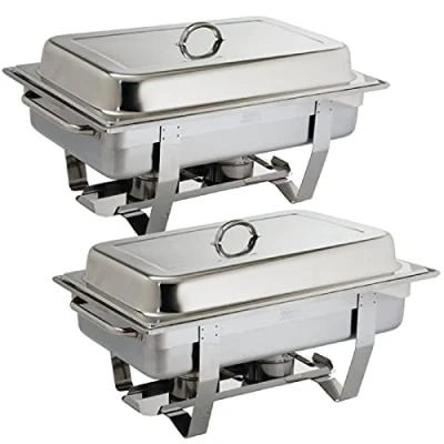 Image of Milan Chafing Set Food Warmer in Stainless Steel 635 x 317.5 102 mm 9L 2pc