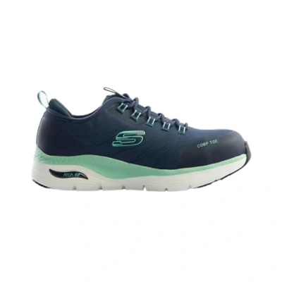 Image of Skechers Women&#039;s Arch Fit SR Ebinal Fire and Safety Boot, Navy/Aqua, 6.5 UK