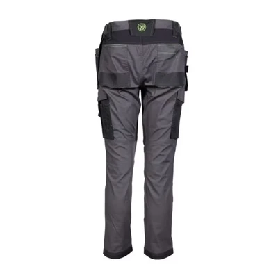 Image of Apache Sudbury Mens Work Trousers Grey and Black UK Size 30W 31L Lightweight Stretch Comfort Slim Fit Rip Stop Fabric Cargo Holster Pockets