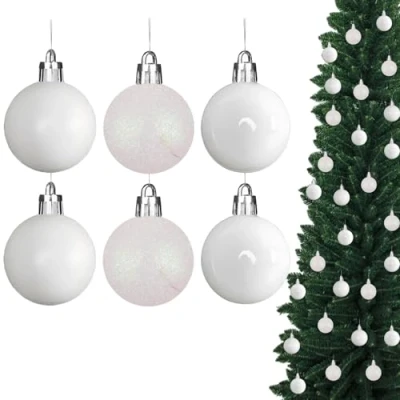 Image of 60mm/6Pcs Christmas Baubles Shatterproof White, Tree Decorations Ball Ornaments Balls Xmas Hanging Holiday Decor Shiny,Matte,Glitter