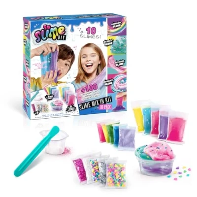 Image of So Slime DIY Mix&#039;in Kit 10 Pack, Multi coloured, Make Slimes, Styles and Decorations for 100+ Combinations, No Glue! Mess!,Everything Included to Mix Your Own