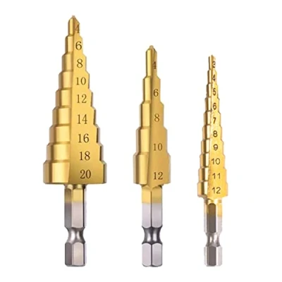Image of 3PCS Step Drill Bit Set High Speed Steel Titanium Coated Cone Bits Hole Cutter Power Tools for DIY Plastic Wood Metal
