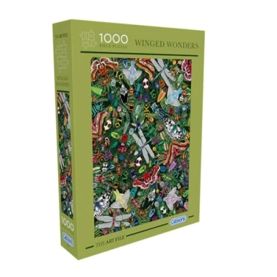 Image of Gibsons The Art File Winged Wonders 1000 Piece Jigsaw Puzzle Beautiful Colourful Artwork Magic Nature Insect Sustainable for Adults Teens Premium 100% Recycled Board Great Gift Games
