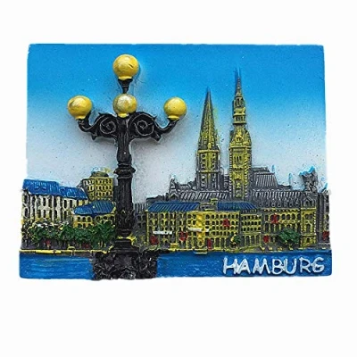 Image of 3D Hamburg Germany Fridge Magnet Travel Souvenir Gift Home Kitchen Decoration Magnetic Sticker Refrigerator Collection