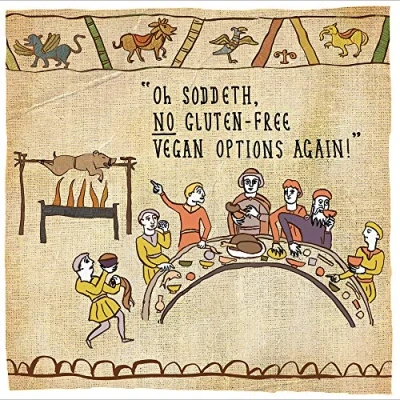 Image of Humorous Illustrated Male Blank/Birthday Card (WDM 453274) No Gluten Free Vegan Options Again From the Hysterical Heritage Range