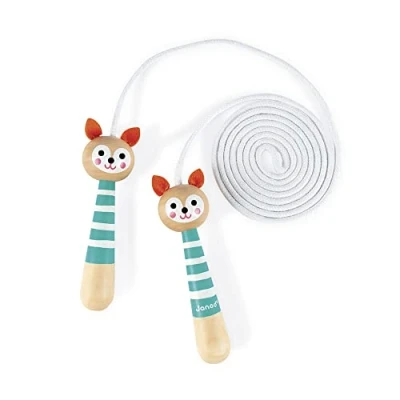 Image of Janod Wooden Fox Skipping Rope Adjustable Size From 3 Years Old, J03198,blue orange