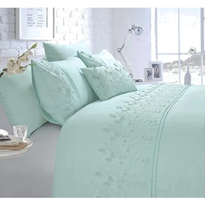 Image of Rapport Home Luxury Embroidered Papillon Blue Double Bedding Duvet Cover Set