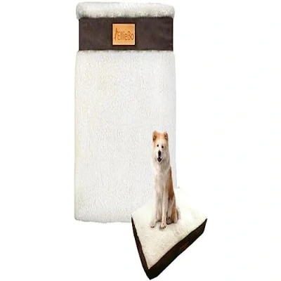 Image of Ellie Bo XXL Memory Foam Dog Bed Cover for 48 inch Cage/Crate Brown Faux Suede/Sheepskin