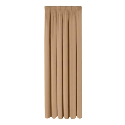 Image of Oxford Homeware Blackout Curtains Living Room Pencil Pleat Readymade Beige 66x84 Inch Single Panel Bedroom Window Curtain Tape Top Thermal Insulated Kitchen + Tieback