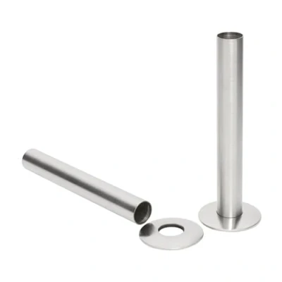 Image of 130mm Pipe Sleeves/Shrouds/Covers &amp; Collars (Pair) Brushed Nickel
