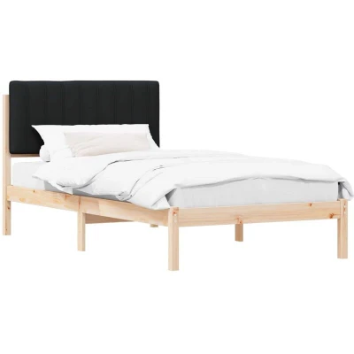 Image of vidaXL Bed Frame with Upholstered Headboard Black 100 x 200 cm
