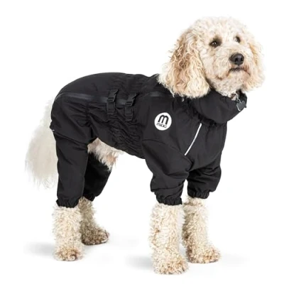 Image of Mikki Doodles Dog Raincoat, Waterproof, Windproof, Silky Lining, Less Friction Means Knots &amp; Tangles, Size Medium c