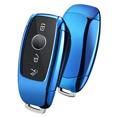 Image of OATSBASF Car Key Cover Compatible with Mercedes Benz,Car Box for Benz E Class 2017 S 2018 (Blue)