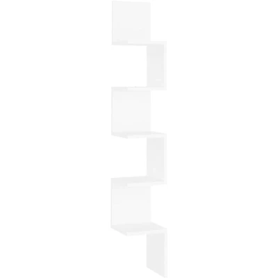 Image of vidaXL Wall Corner Shelf White 20x20x127.5 cm Engineered Wood