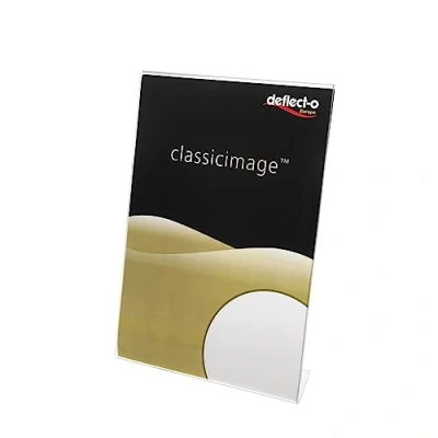 Image of Deflecto A4 Landscape Slanted Sign Holder Plastic Display Stand Menu Holders Stands for Leaflet Poster