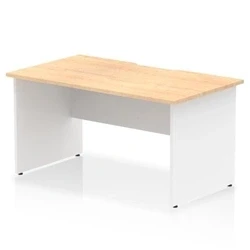 Image of Impulse 1400 x 800mm Scalloped Edge Straight Office Desk Maple Top White Panel End Leg