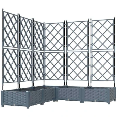 Image of vidaXL Garden Planter with Trellis 5 pcs Light Grey 120x120x125.5 cm