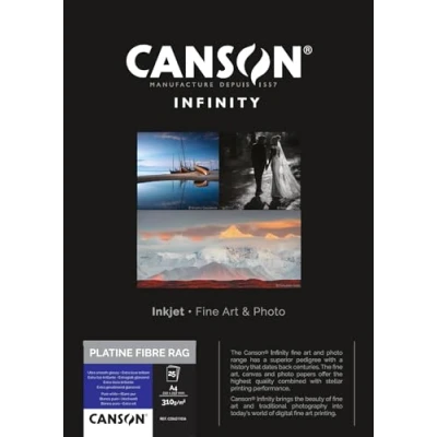 Image of CANSON Infinity Platine Fibre Rag Ultra Smooth Glossy 310gsm A4 Paper, Digital Darkroom Papers, 25 Pure White Sheets, Ideal for Professional Photographers