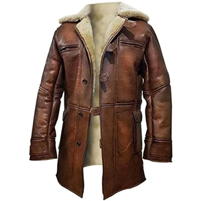 Image of Fashion_First LP Facon Bane The Dark Knight Rises Military Style Costume Faux Leather Cosplay Pant, Brown Real Leather, L