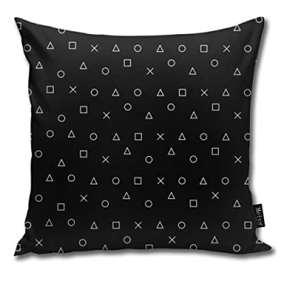 Image of Black gaming pattern gamer design playstation controller symbols Home Decorative Throw Pillow Case Cushion Cover for Gift Couch Bed Car 18&quot; x18&quot;