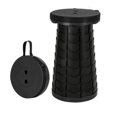 Image of Portable Telescoping Stool,Retractable Folding Stool Camping Lightweight for Garden Fishing Hiking Travel BBQ, Adjustable Collapsible Stools Max Load 180kg(Black)