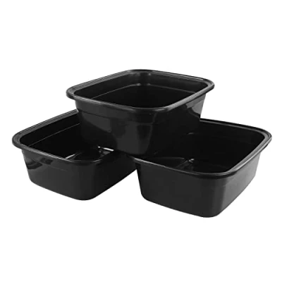 Image of Sosody Set of 3 Large Plastic Washing Up Bowls Basins, Sink Bowls, Black