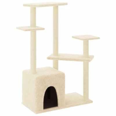 Image of vidaXL Cat Tree with Sisal Scratching Posts Cream 107.5 cm
