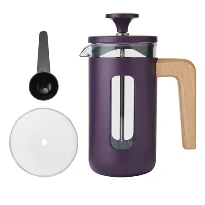 Image of La Cafetière Pisa 3 Cup In Purple, Durable Stainless Steel Plunger, Heat Resistant French Press With Stylish Natural Wood Handle, Versatile Coffee And Tea 350ml