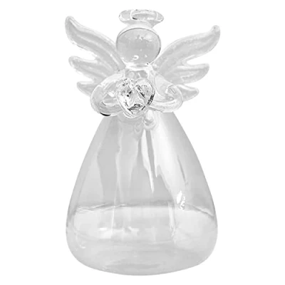 Image of Ailopta Angel Glass Vase For Flowers, Clear Decorative Bud Vase, Little Angels Flower Vases, Hydroponic Living Room, 5 X 9 Cm