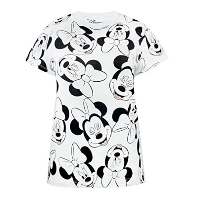 Image of Disney Minnie Mouse Character All Over Print Women&#039;s Boyfriend Fit T Shirt White