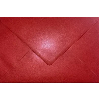 Image of C6 Coloured envelopes for A6 Greeting Cards Wedding Invitation Crafts 114x162mm Pack of 24 (Pearl Red)