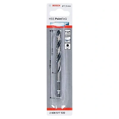 Image of Bosch Professional PointTeQ Hex Drill Bit (for Metal, Ø: 7.5 mm, Total Length: 109 ¼’’ Shank, Accessory for Impact Drivers and Drivers)