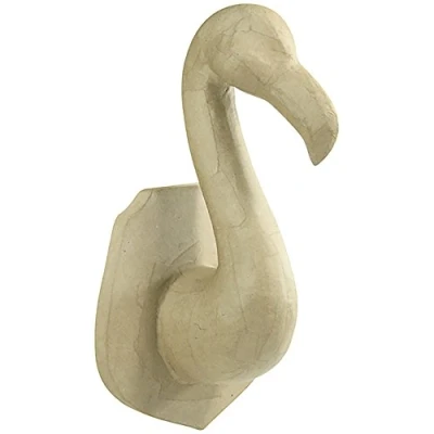 Image of Décopatch Ref SA187C Pink Flamingo Trophy Papier Maché Object to Decorate 13.5 x 15.7 26.9cm with Papers &amp; PaperPatch Glue, Glitter, Paints