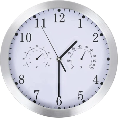 Image of vidaXL Wall Clock with Quartz Movement Hygrometer Thermometer White