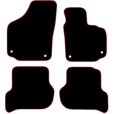 Image of Carsio Carpet Car Mats For Seat Altea 2004 2008 Tailored Fit Floor Mat Set Complete Accessory Black Custom Fitted All Weather, Anti Slip Backing &amp; Red Trim