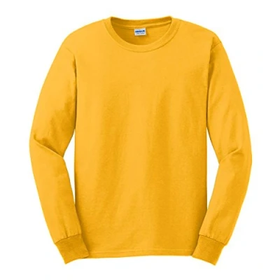 Image of Gildan Mens Plain Crew Neck Ultra Cotton Long Sleeve T Shirt (L) (Gold)