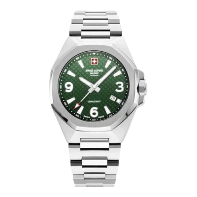 Image of swiss alpine military Men&#039;s Watch Analogue Quartz 7005.1134SAM Stainless Steel, Steel/Steel/Green 1134sam, Bracelet