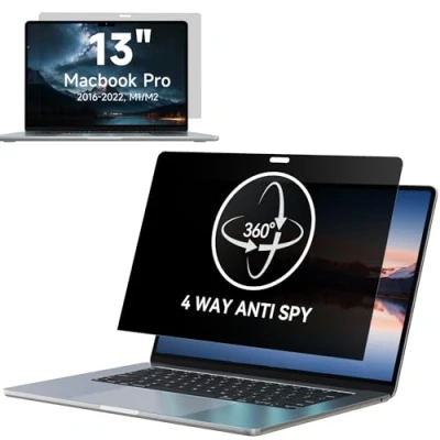 Image of 360 Privacy Screen MacBook Pro 13 inch (2016, 2017, 2018, 2019, 2020, 2021, 2022, M1, M2) &amp; Air 13&quot; (2018 M1),Matte Anti Glare Blue Light In Mac Laptop Protector Filter