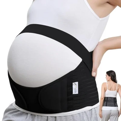 Image of Neotech Care Pregnancy Belly Band, Maternity Belt Support for Back, Abdomen &amp; Pelvis Must Have Pregnant Women (Size XL, Black Color)