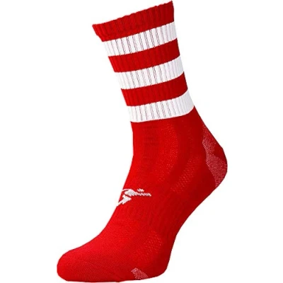 Image of Precision Pro Hooped Gaa Mid Socks Junior Red/white 3 6