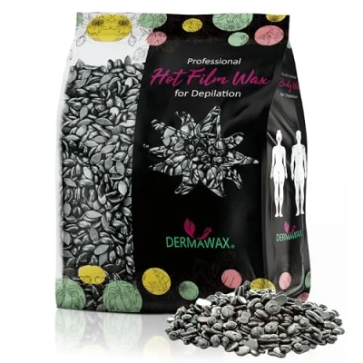 Image of 500 g Dermawax Black Silver Hard Wax Beads Full Body Stripless Depilatory Waxing Film Beans Less Pain Formula Hair Removal of Face Legs Armpit Bikini Line Brazilian No Strips needed