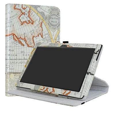 Image of LiuShan Lenovo Tab 4 10 Rotating Case, 360 Degree Rotation Stand PU Leather With Cute Pattern Cover for 10.1 inch Tablet,Map White