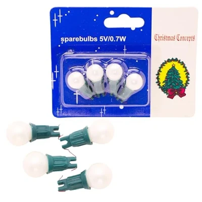 Image of Christmas Concepts® Pack of 4 White Pearl Berry Push in Spare Bulbs 5v 0.65w 0.13a Replacement Bulbs, S76 CC