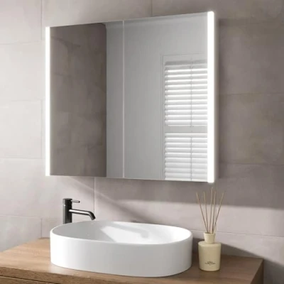 Image of Artis® 600 x 700mm Bathroom Mirror Cabinet LED Lights Wall Mounted Demister Shaver Illuminated Mirrors for Bathrooms, Mains Powered, Motion Sensor