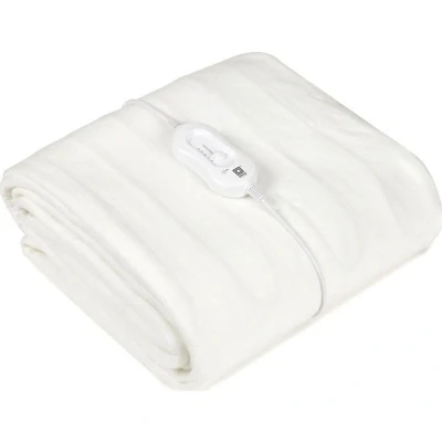 Image of PIFCO® White Electric Blanket Double Heated Under with 3 Heat Settings Detachable Controller Easy Fit Straps Machine Washable