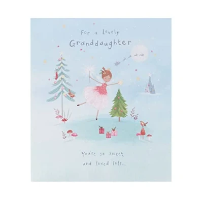 Image of UK Greetings Christmas Card for Granddaughter Fairy Ice Rink Design