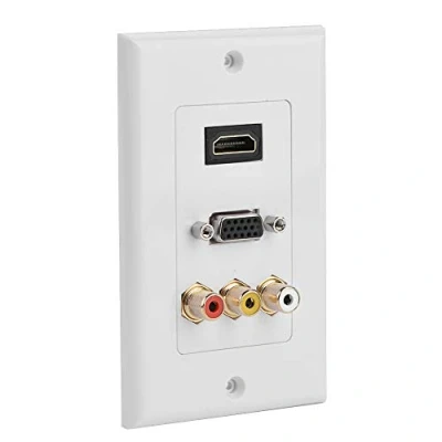 Image of Topiky Wall Socket Panel, 3 in 1 HDMI VGA RCA Ports Multimedia Panel Multi level Protection Outlet