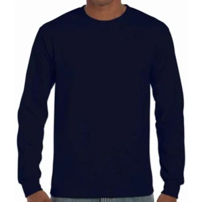 Image of GILDAN Ultra Cotton Adult Long Sleeve T Shirt, Navy Blue, L