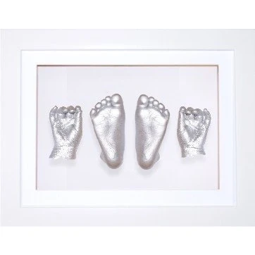 Image of Baby Casting Kit/White Frame/Silver Hand &amp; Foot Casts by BabyRice