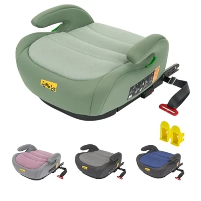 Image of Jovikids I Size Booster Seat for Car with ISOFIX, 125 150cm (Group 2/3, 6 12 Years), Portable Seats Kids, Convenient Everyday Use, Great Travel, ECE R129 (Soft Green)